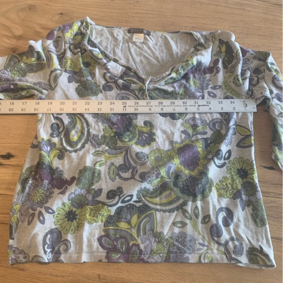 Sigrid Olsen Paisley 3/4 Sleeve Silk Tunic Top‎ Purple Green Women’s L Pre - Picture 6 of 9